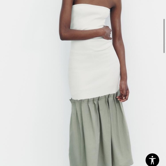 CONTRASTING MIDI DRESS - Picture 1 of 4
